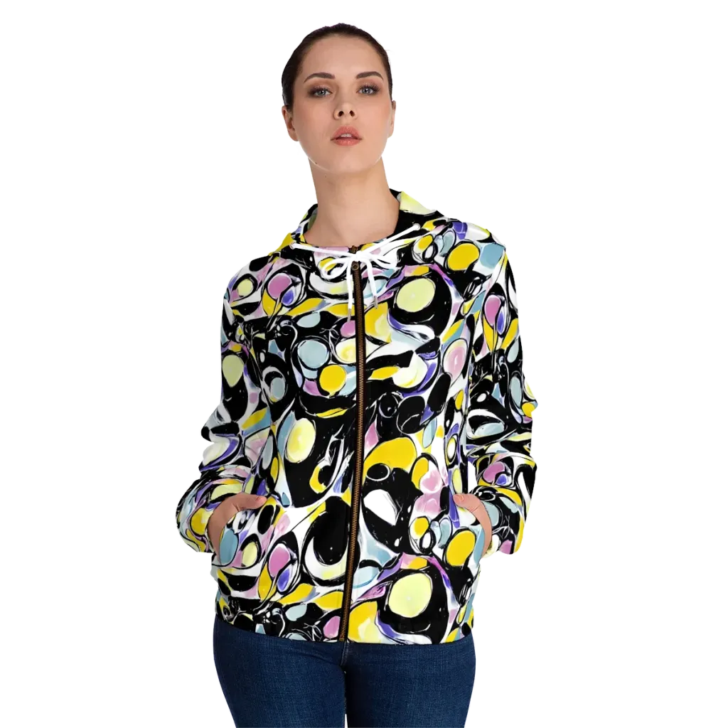 Electric Bubblegum on Women's Full-Zip Hoodie — Front On Person