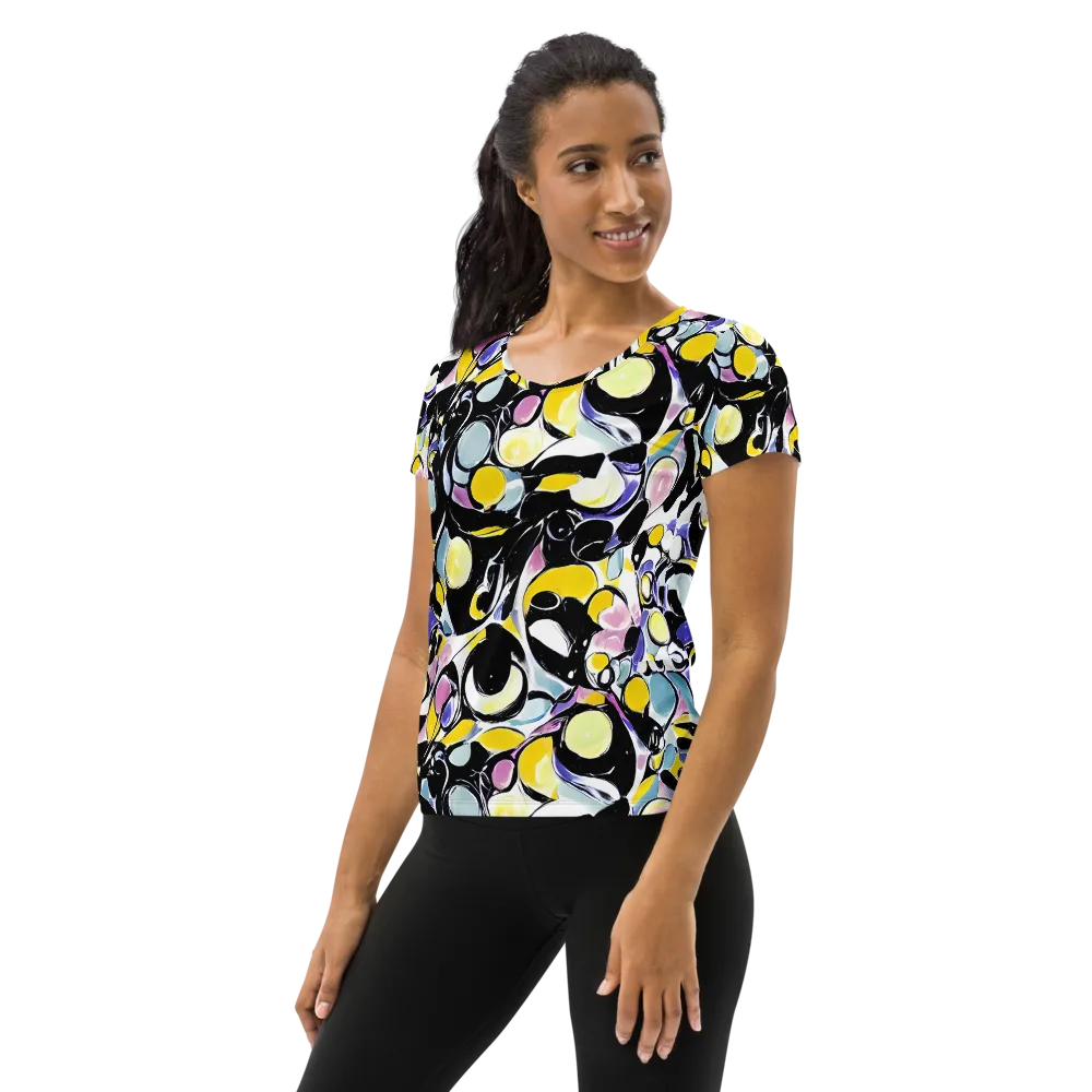 Electric Bubblegum on Women's Athletic T-Shirt — Left