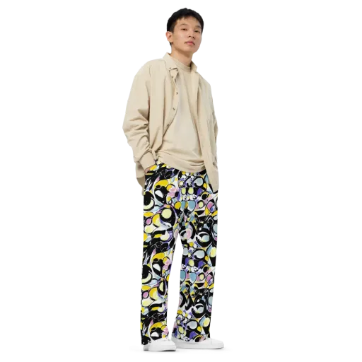 Electric Bubblegum on a Wide-Leg Pants