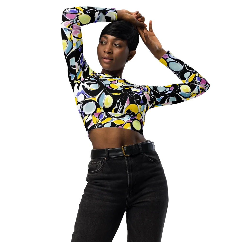 Electric Bubblegum on Long Sleeve Crop Top — Front