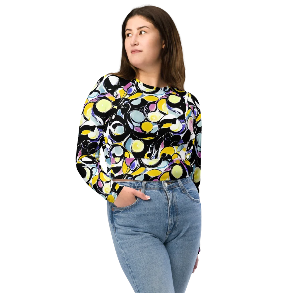Electric Bubblegum on Long Sleeve Crop Top — Front