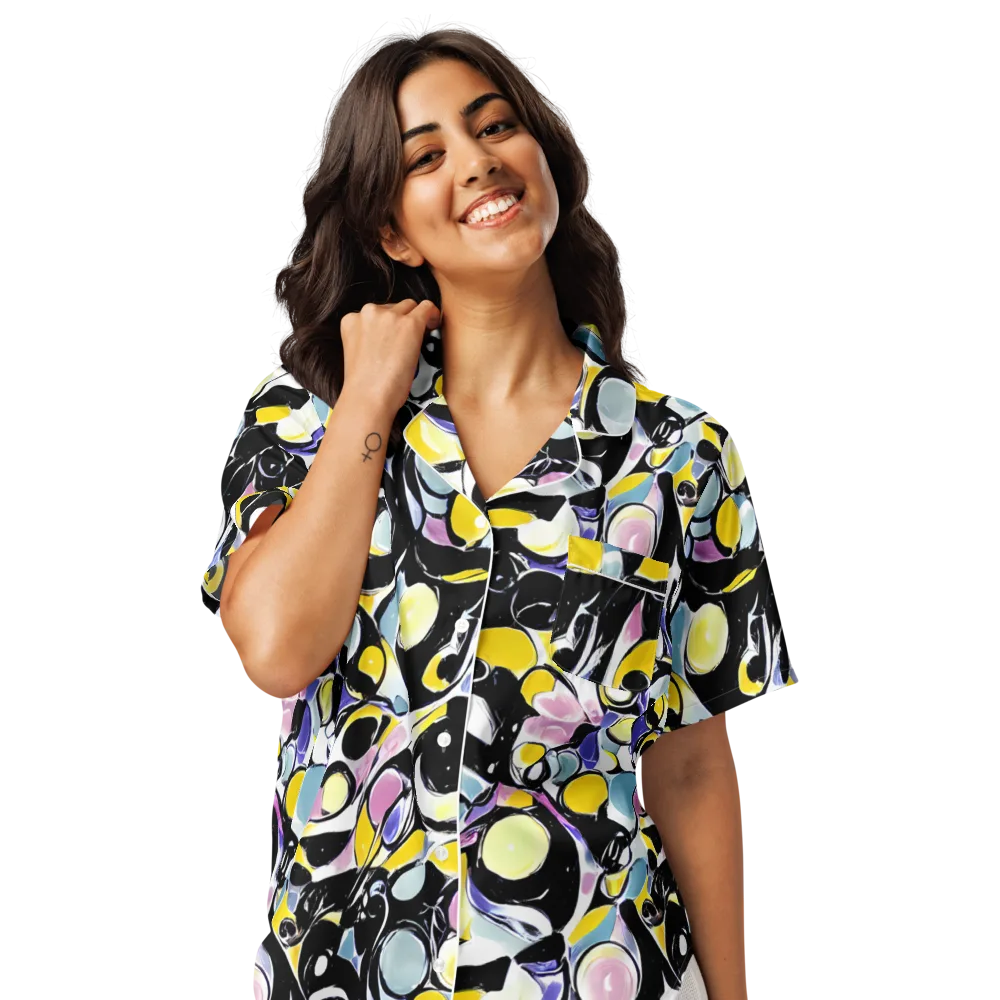 Electric Bubblegum on Women's Short Sleeve Pajama Top — Front