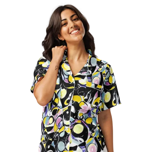 Electric Bubblegum on a Women's Short Sleeve Pajama Top
