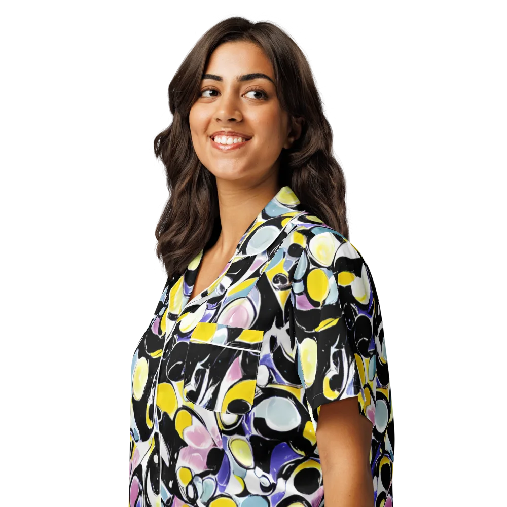 Electric Bubblegum on Women's Short Sleeve Pajama Top — Left Front