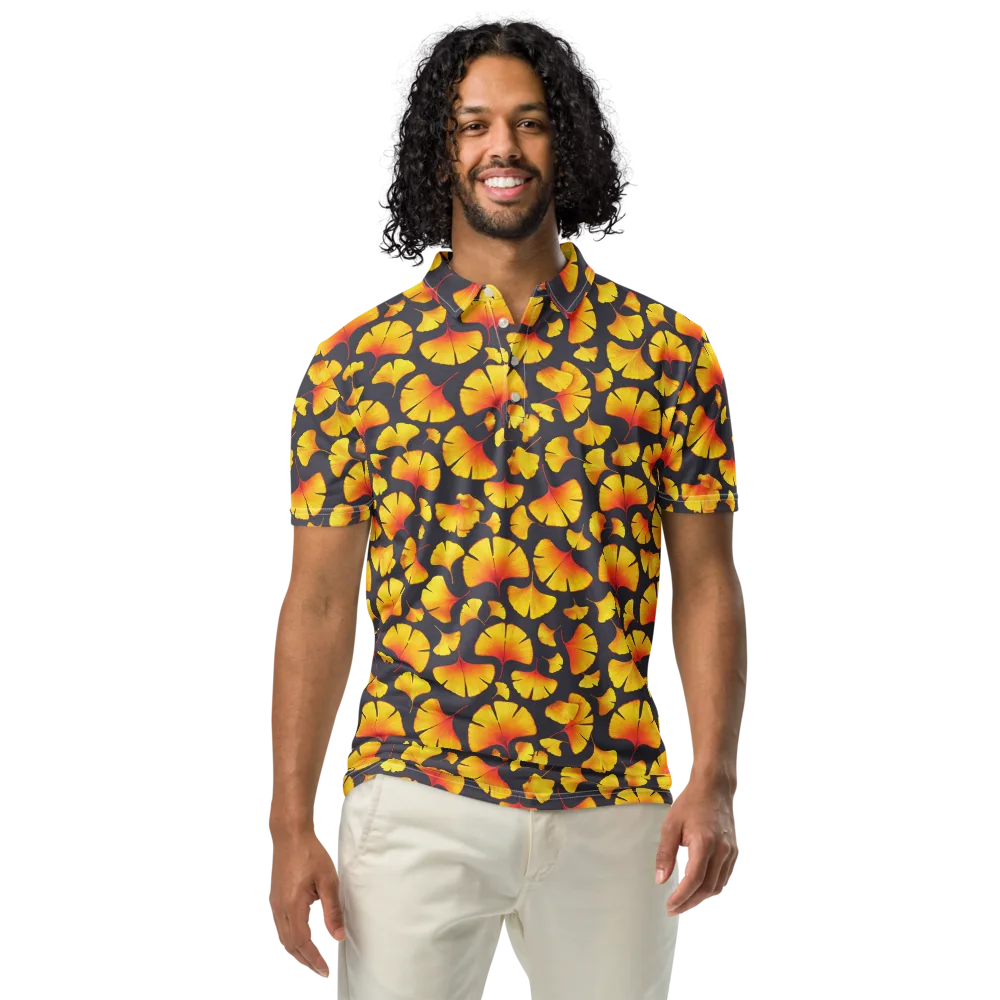 Autumn Radiance on Men's Slim Fit Polo Shirt — Front