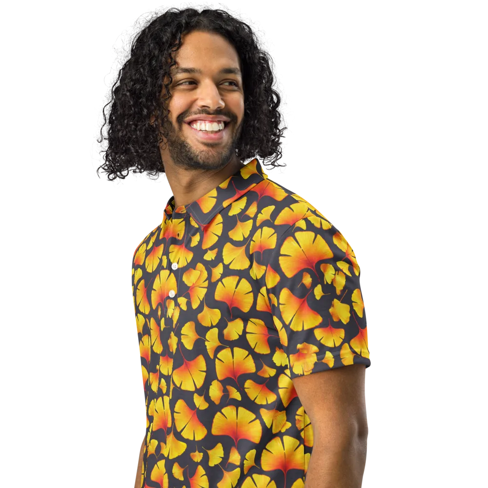 Autumn Radiance on Men's Slim Fit Polo Shirt — Left Front