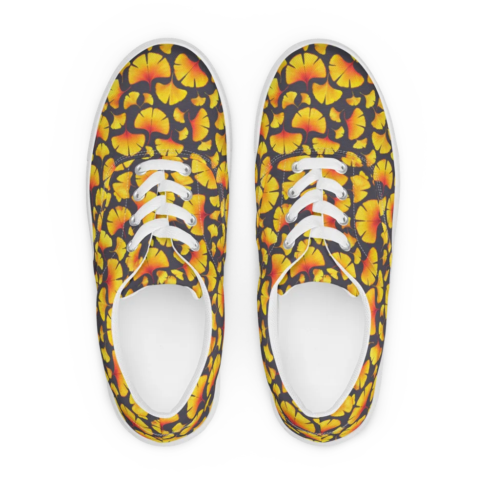 Autumn Radiance on Men's Lace-Up Canvas Shoes — Front