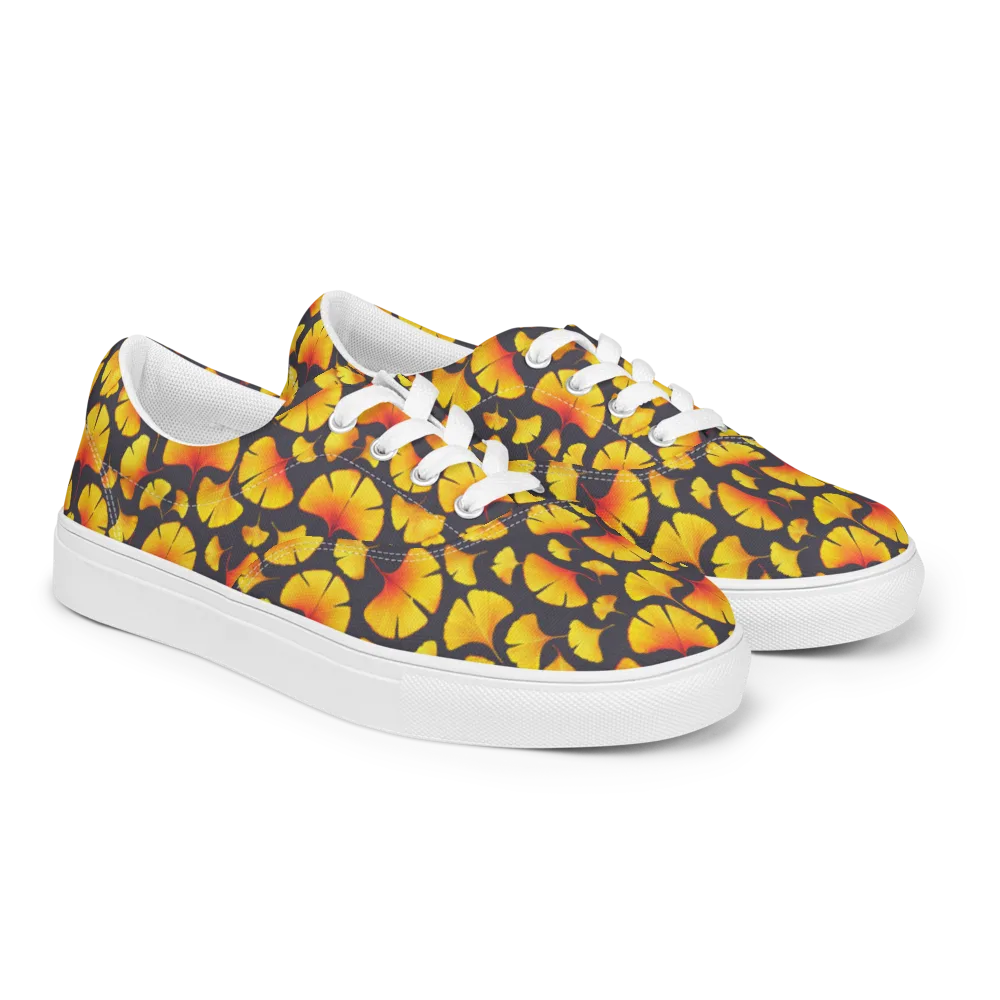 Autumn Radiance on Men's Lace-Up Canvas Shoes — Right Front