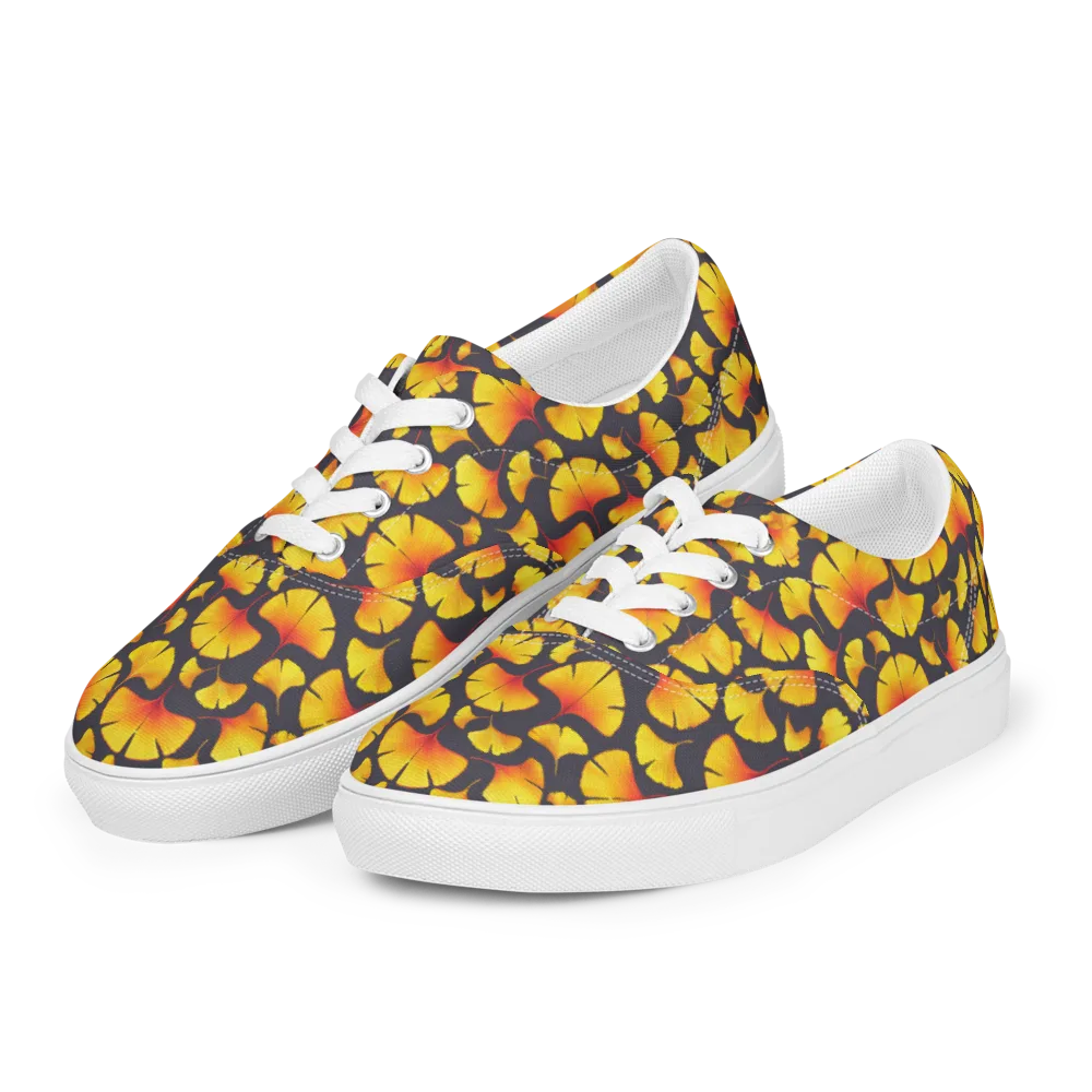 Autumn Radiance on Men's Lace-Up Canvas Shoes — Left Front