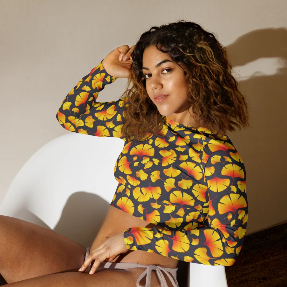 Autumn Radiance on Long Sleeve Crop Top — Left Front