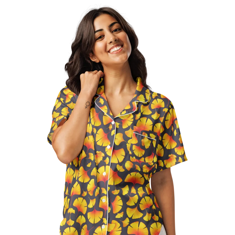 Autumn Radiance on Women's Short Sleeve Pajama Top — Front
