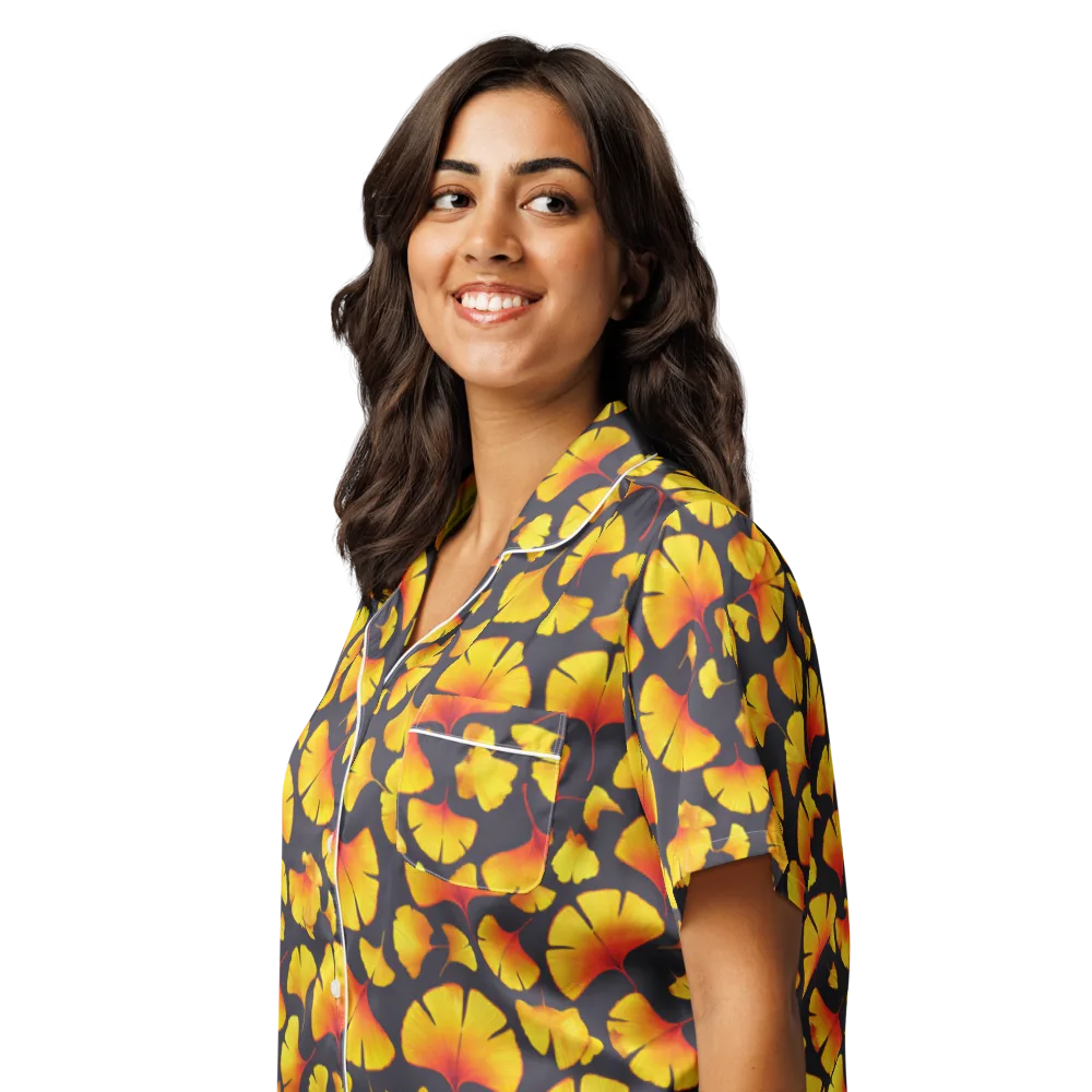 Autumn Radiance on Women's Short Sleeve Pajama Top — Left Front