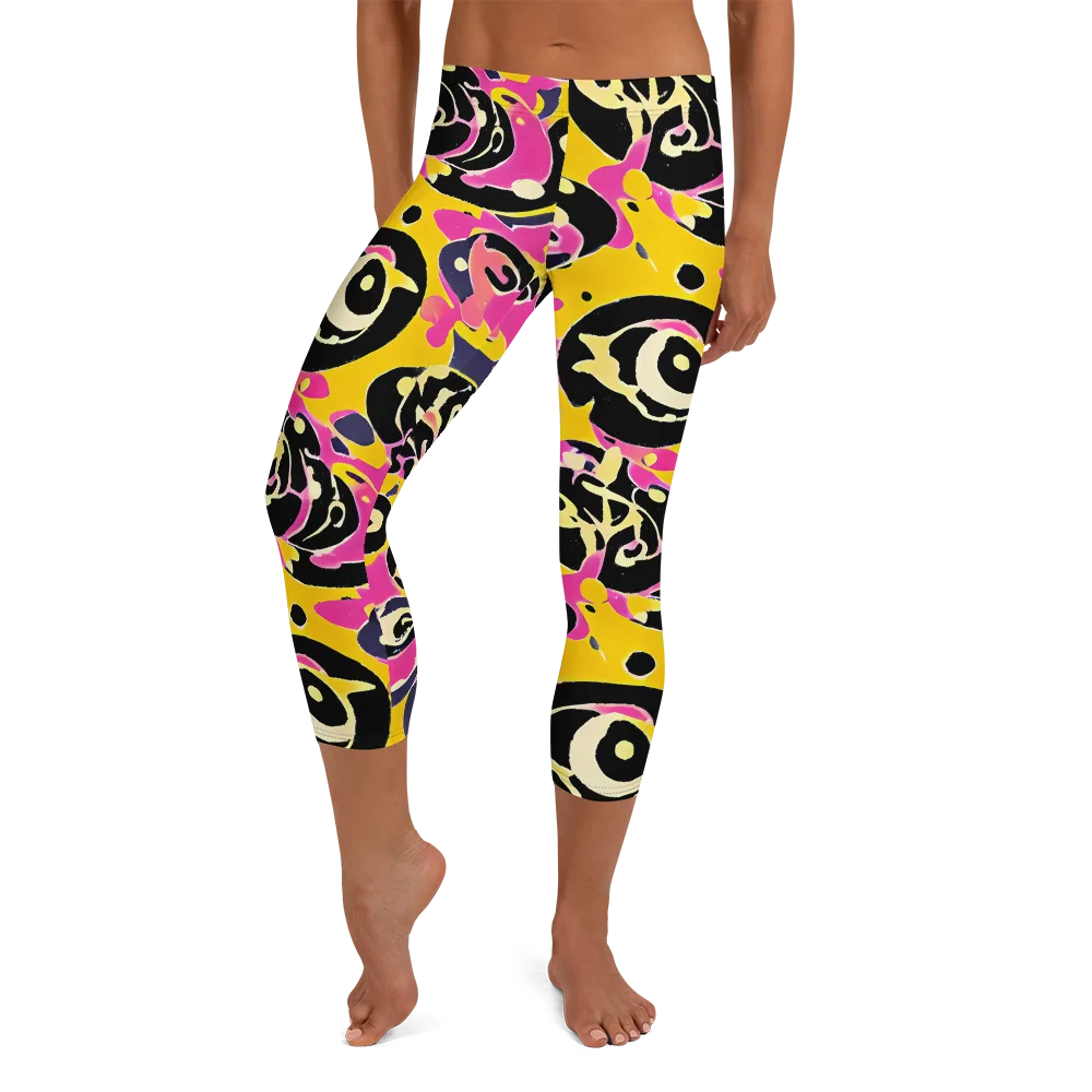 Neon Ink Parade on Capri Leggings — Front