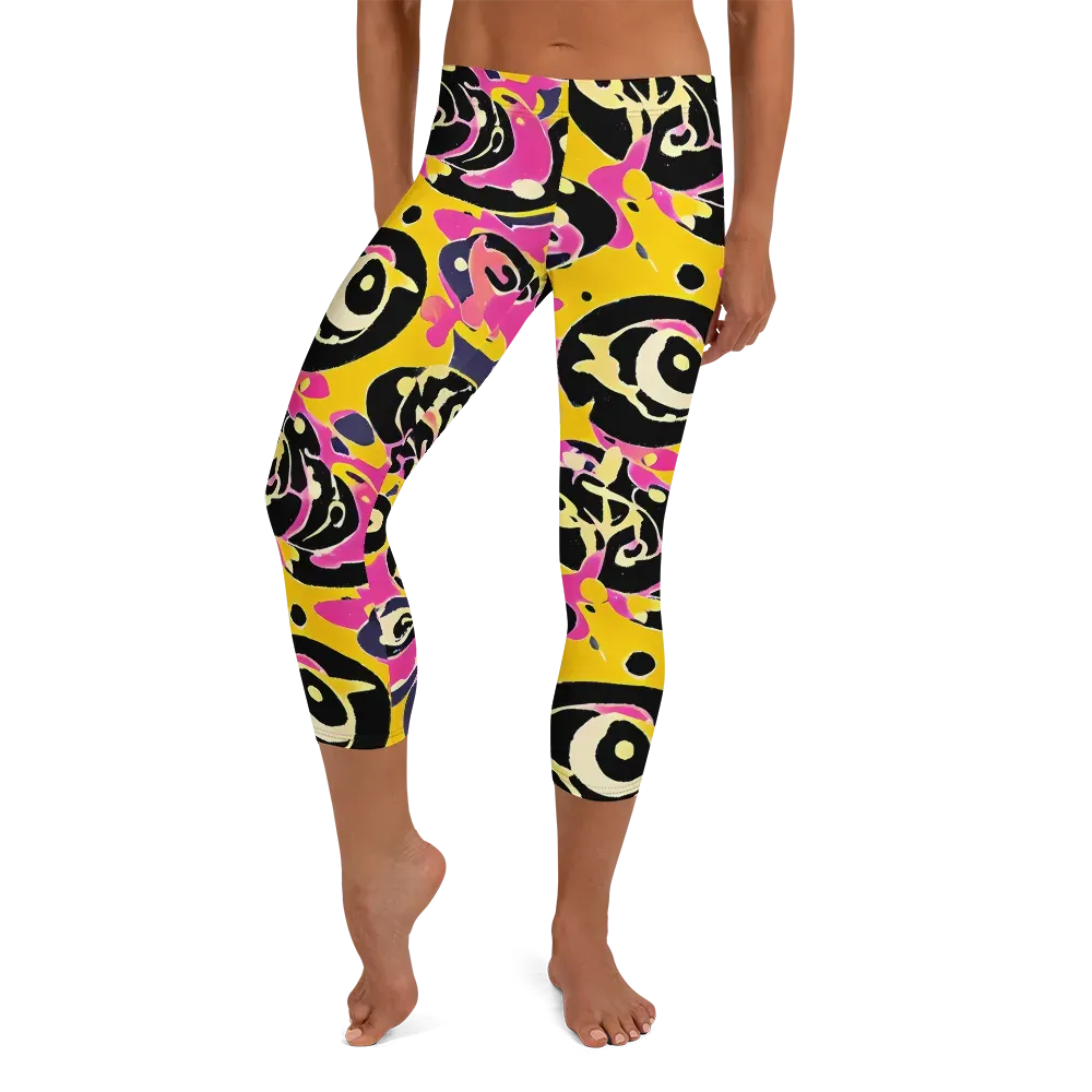 Neon Ink Parade on Capri Leggings — Front