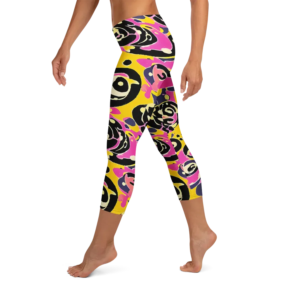 Neon Ink Parade on Capri Leggings — Left