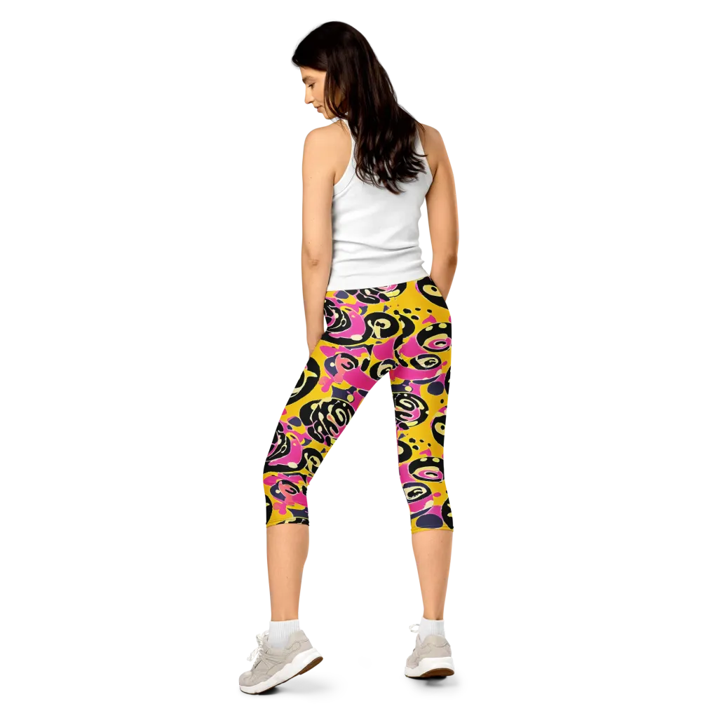 Neon Ink Parade on Capri Leggings — Back