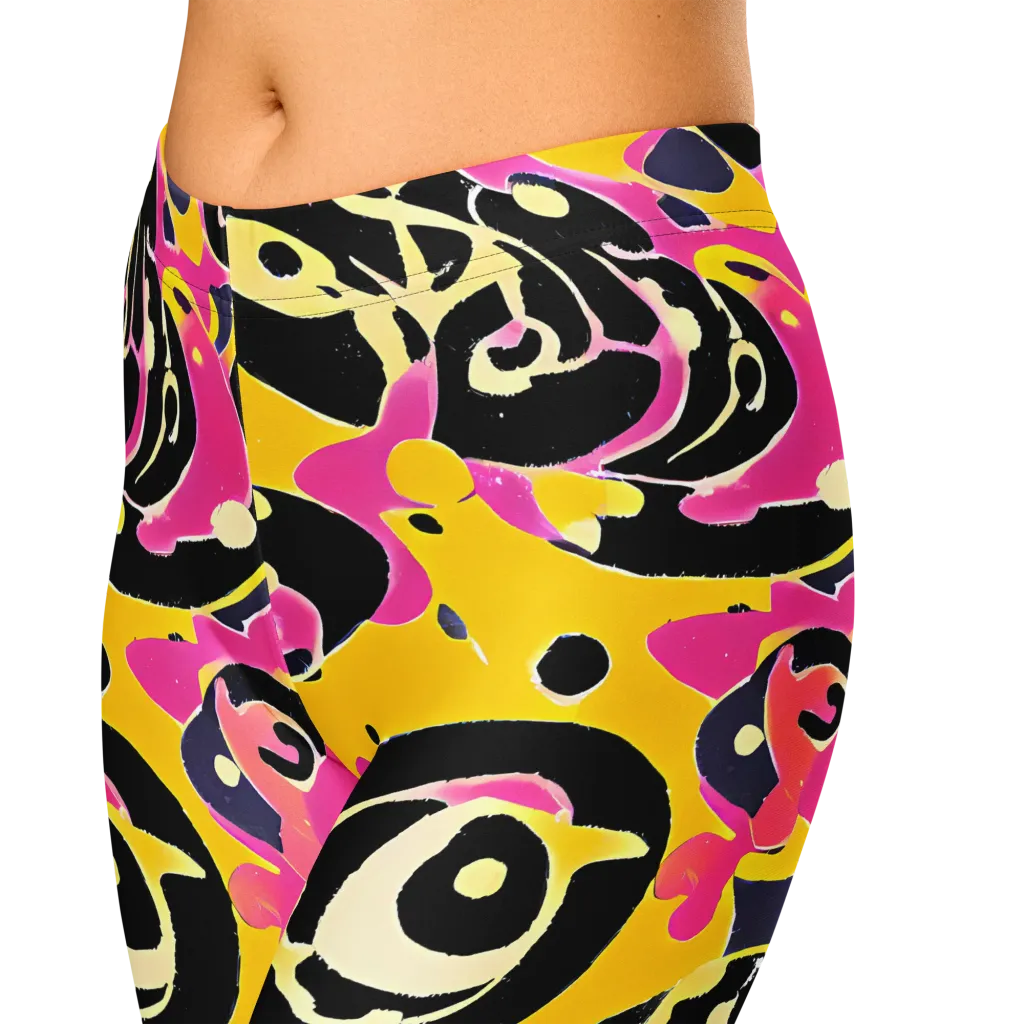 Neon Ink Parade on Capri Leggings — Zoomed-in
