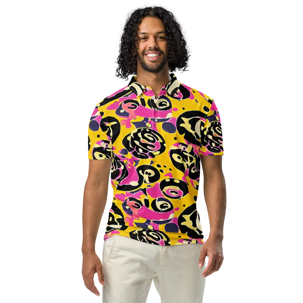 Neon Ink Parade on Men's Slim Fit Polo Shirt — Front