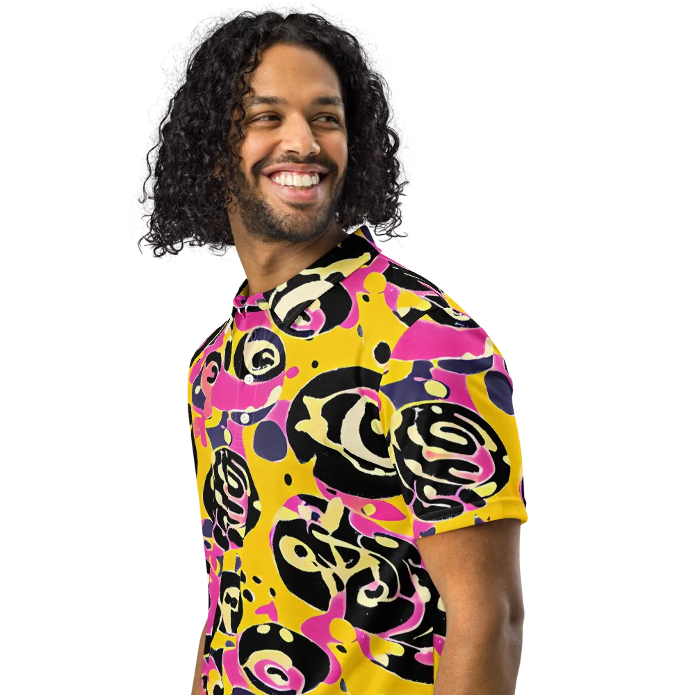 Neon Ink Parade on Men's Slim Fit Polo Shirt — Left Front