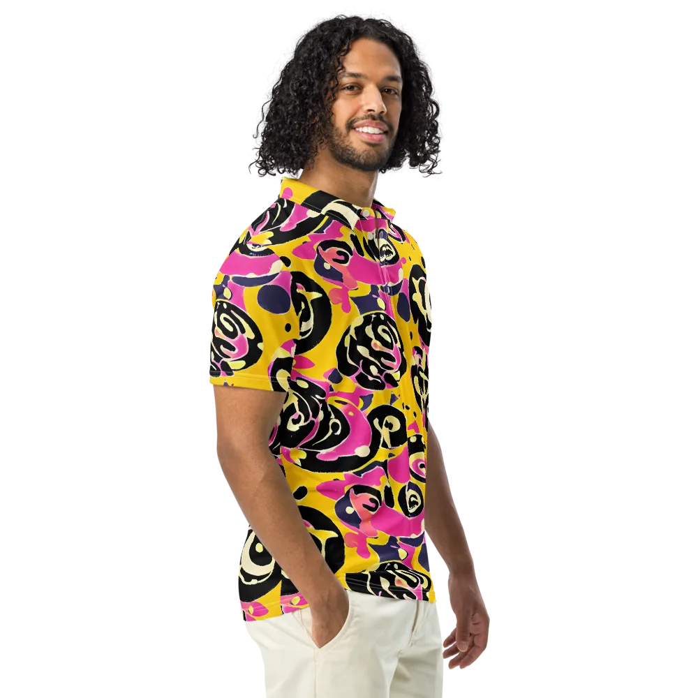 Neon Ink Parade on Men's Slim Fit Polo Shirt — Right Front