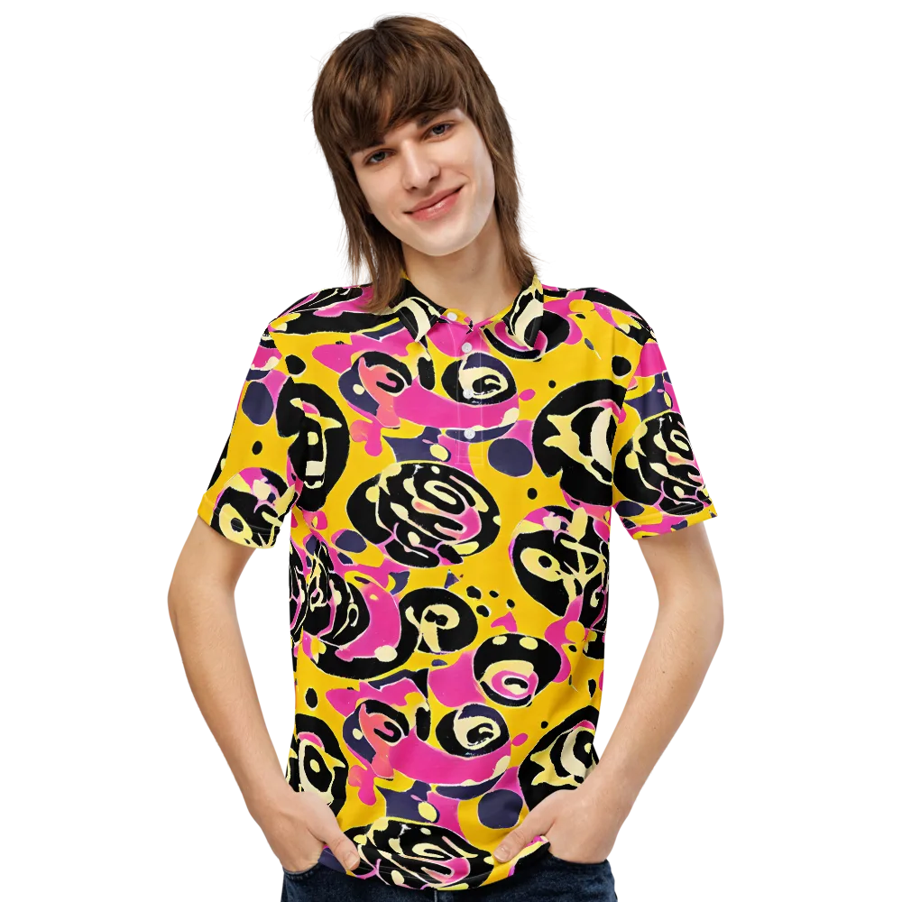 Neon Ink Parade on Men's Slim Fit Polo Shirt — Front
