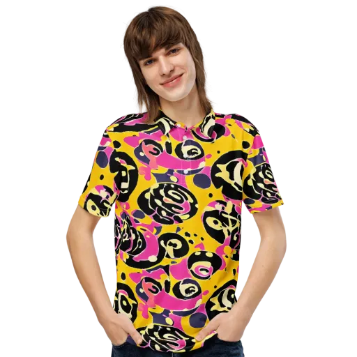 Neon Ink Parade on a Men's Slim Fit Polo Shirt