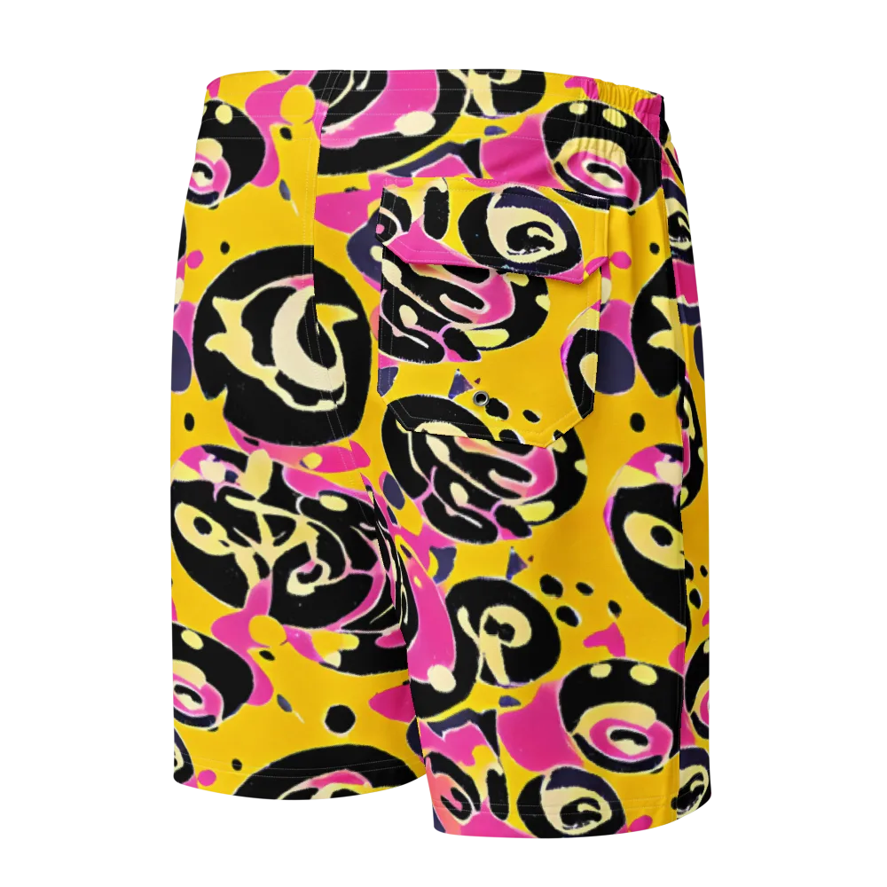 Neon Ink Parade on Men's Board Shorts — Back