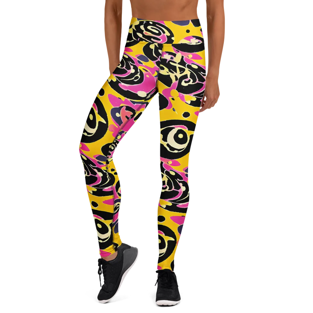 Neon Ink Parade on Yoga Leggings — Front