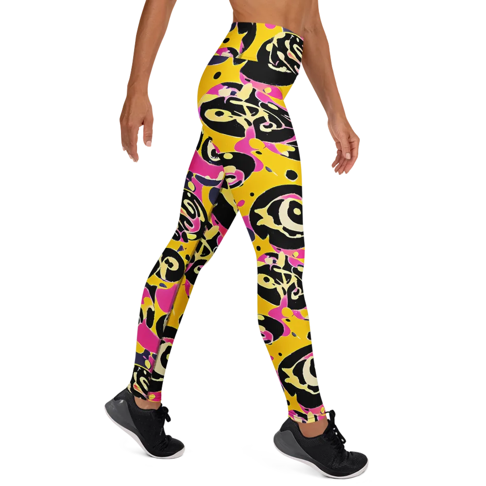 Neon Ink Parade on Yoga Leggings — Right