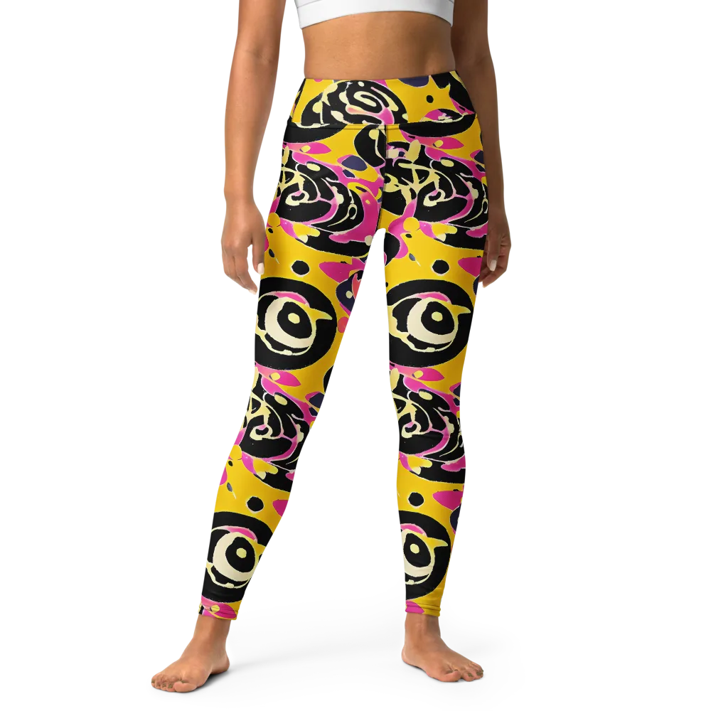 Neon Ink Parade on Yoga Leggings — Front