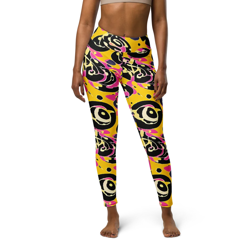 Neon Ink Parade on Yoga Leggings — Front