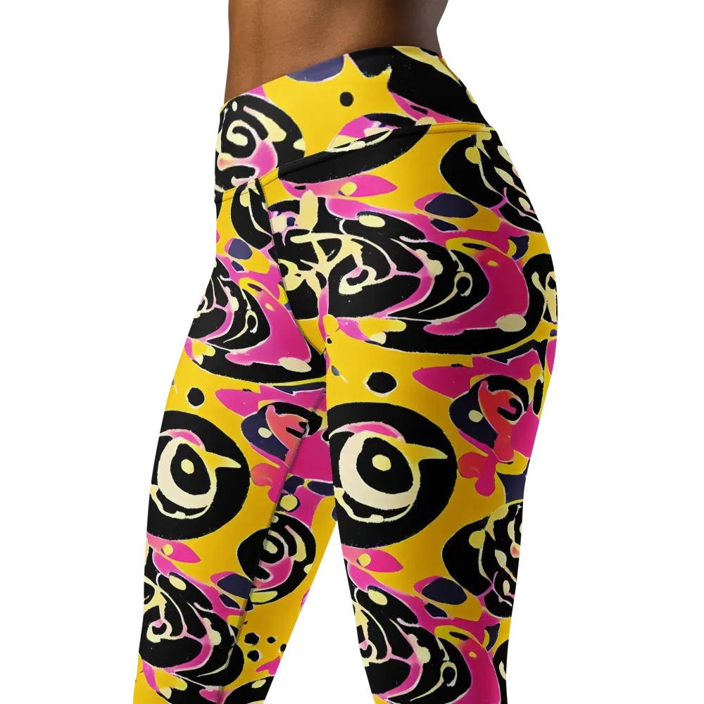 Neon Ink Parade on Yoga Leggings — Left Front