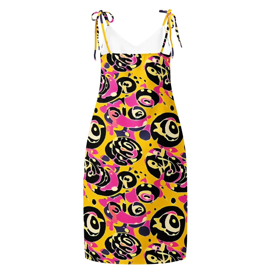 Neon Ink Parade on Slip Dress — Back