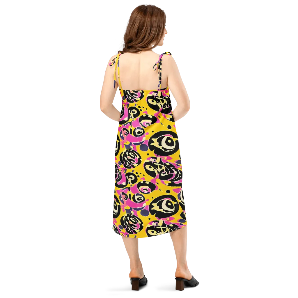 Neon Ink Parade on Slip Dress — Back