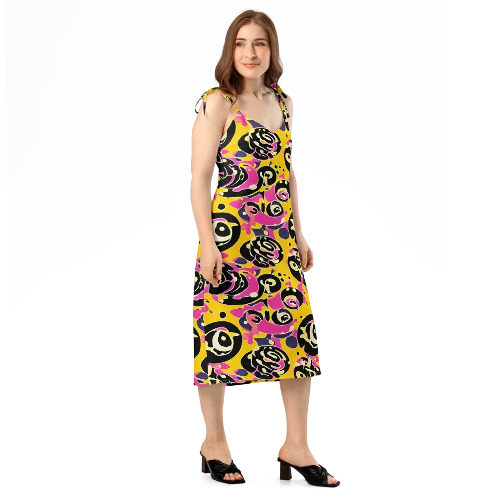 Neon Ink Parade on Slip Dress — Right Front