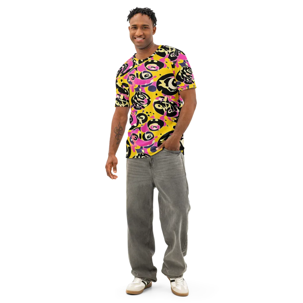 Neon Ink Parade on Men's Cotton Crew Neck T-Shirt — Front