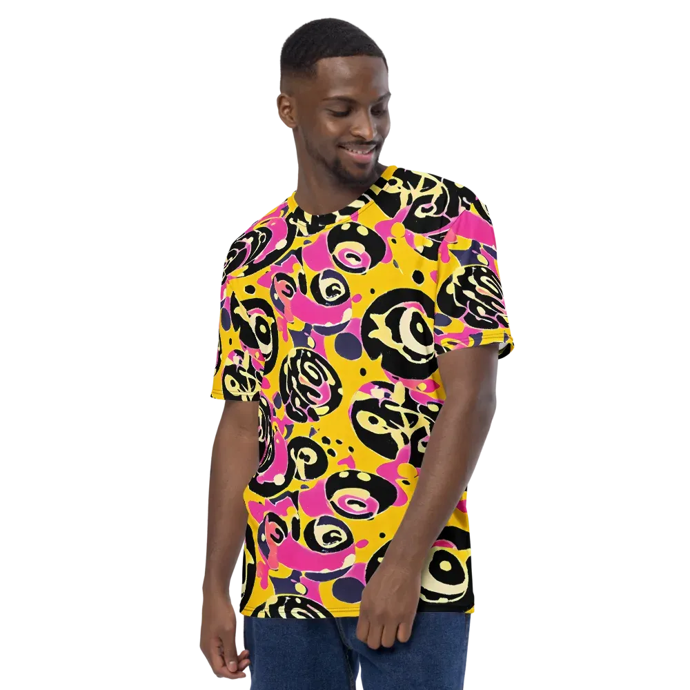 Neon Ink Parade on Men's Crew Neck T-Shirt — Left