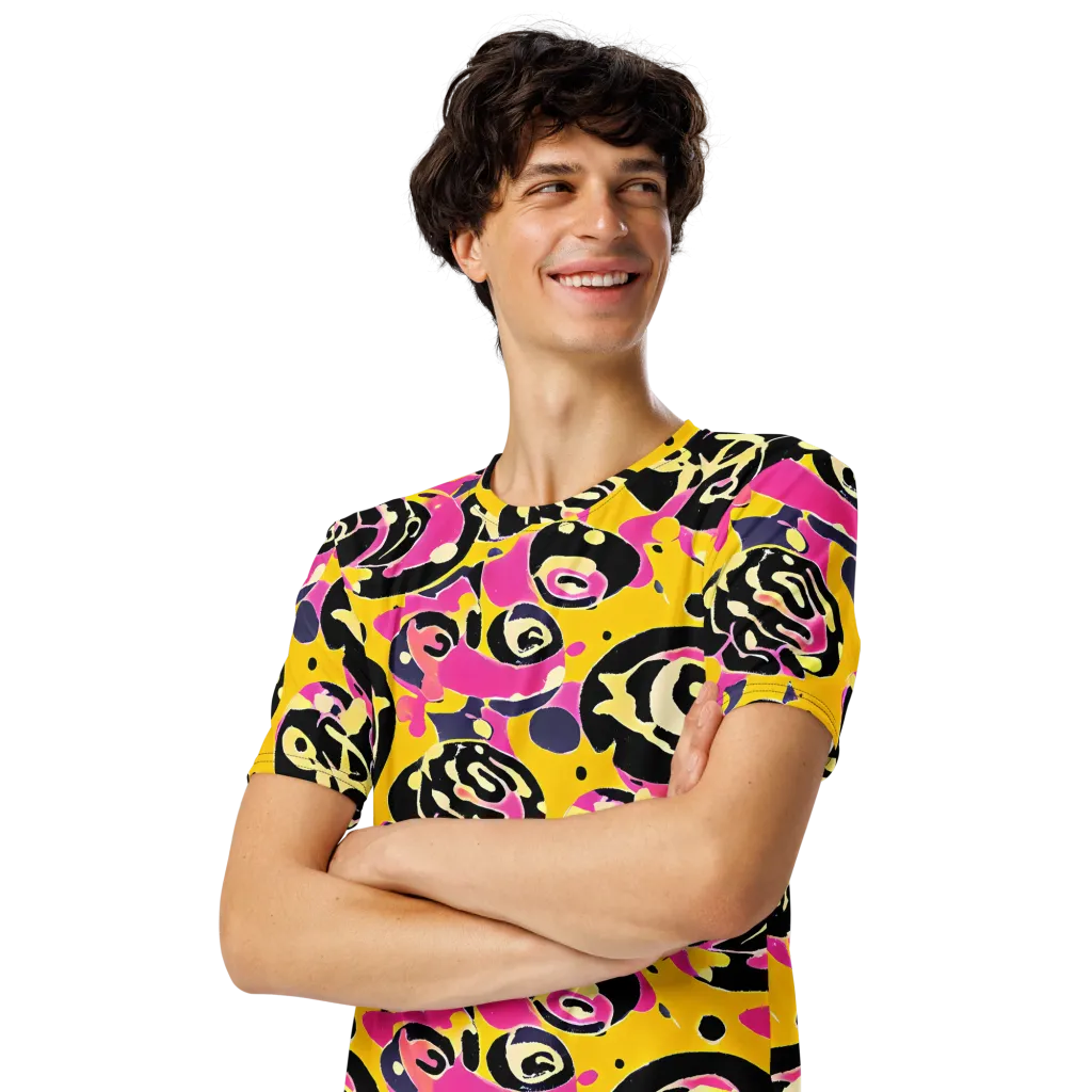 Neon Ink Parade on Men's Crew Neck T-Shirt — Left Front