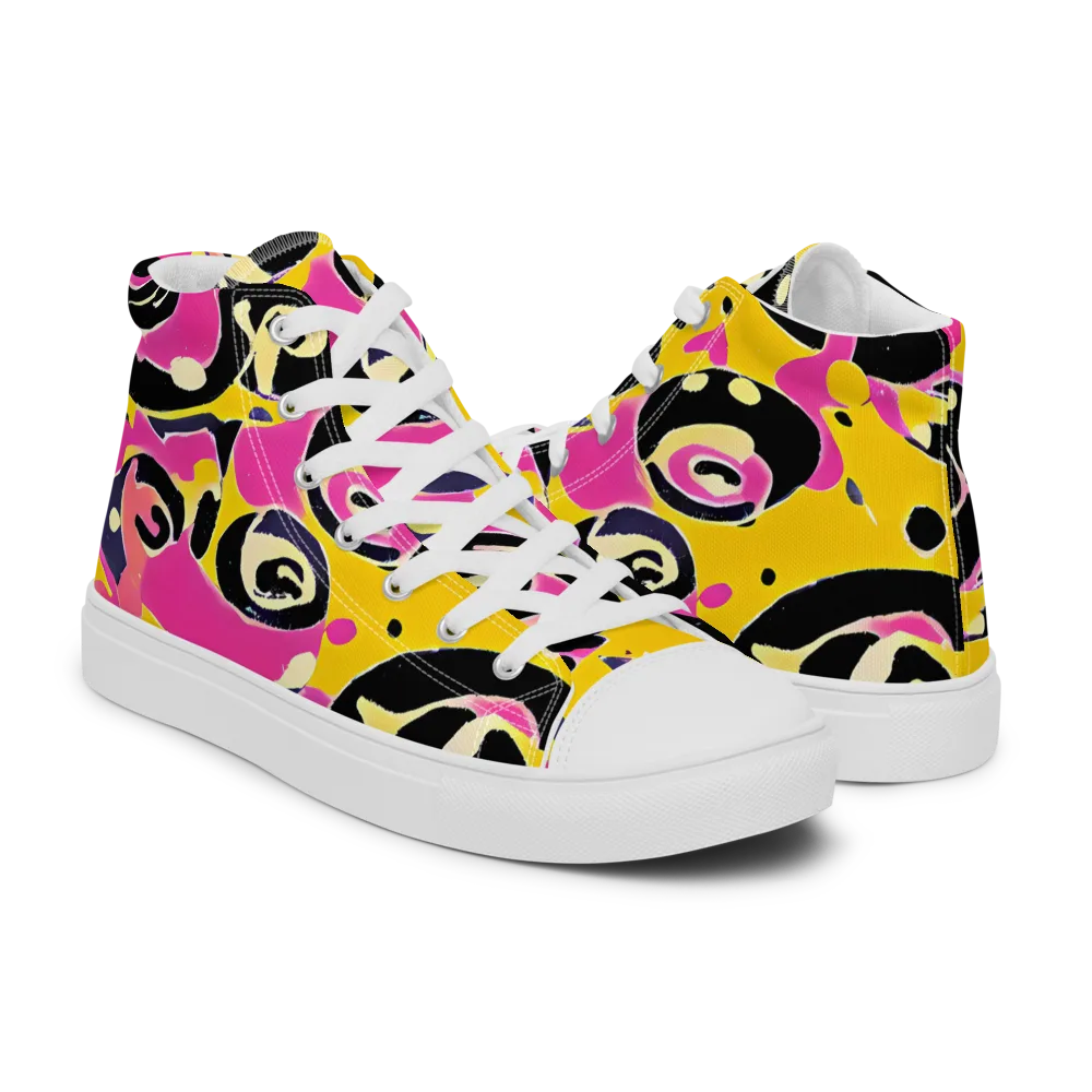 Neon Ink Parade on Men's High Top Canvas Shoes — Right