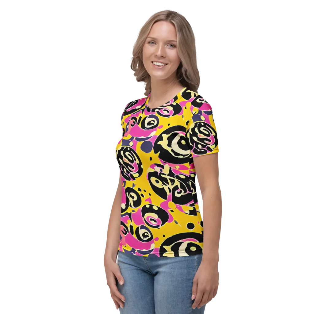 Neon Ink Parade on Women's Crew Neck T-Shirt — Left