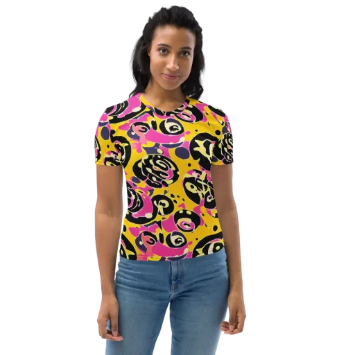 Neon Ink Parade on a Women's Crew Neck T-Shirt
