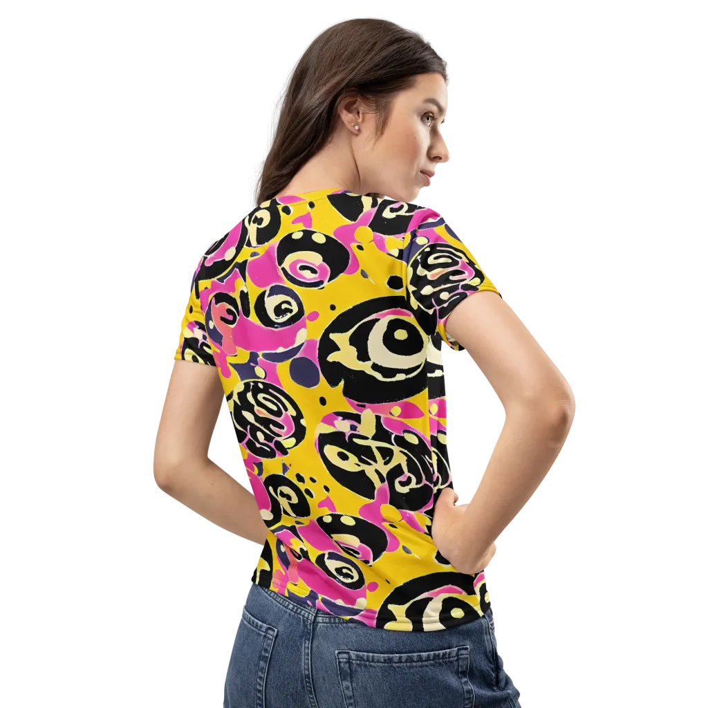 Neon Ink Parade on Women's Crew Neck T-Shirt — Back