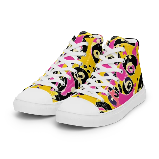 Neon Ink Parade on a Women's High Top Canvas Shoes