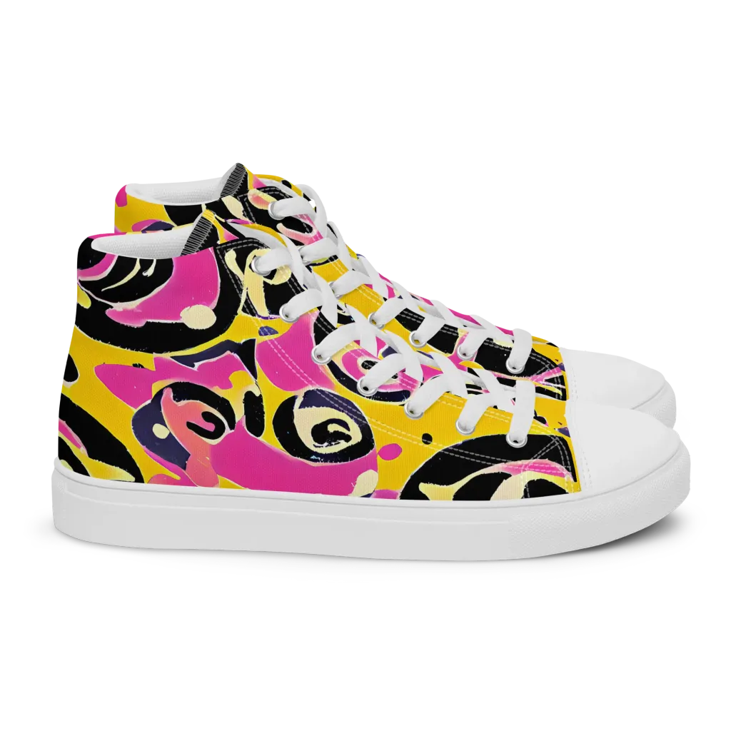 Neon Ink Parade on Women's High Top Canvas Shoes — Right