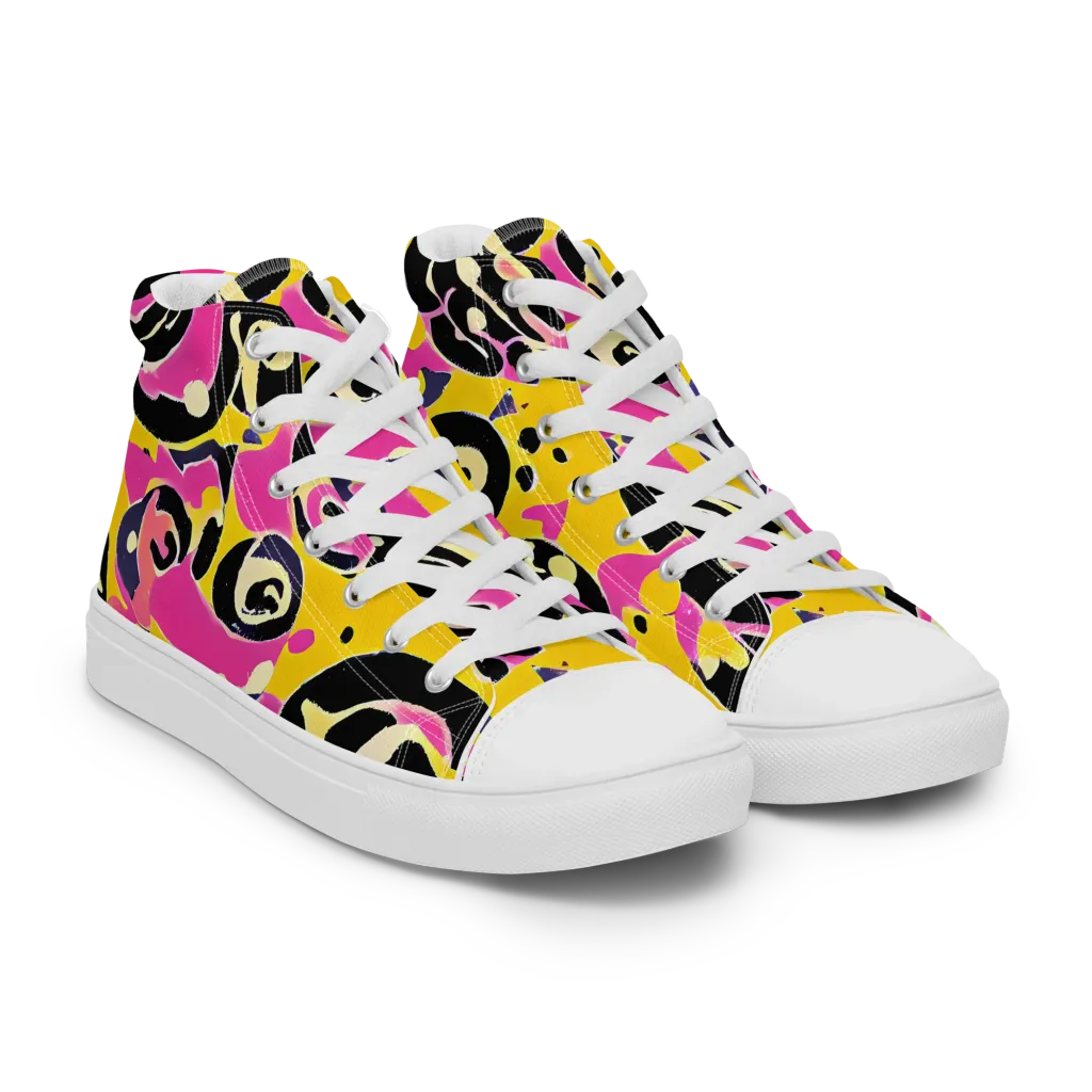 Neon Ink Parade on Women's High Top Canvas Shoes — Right Front