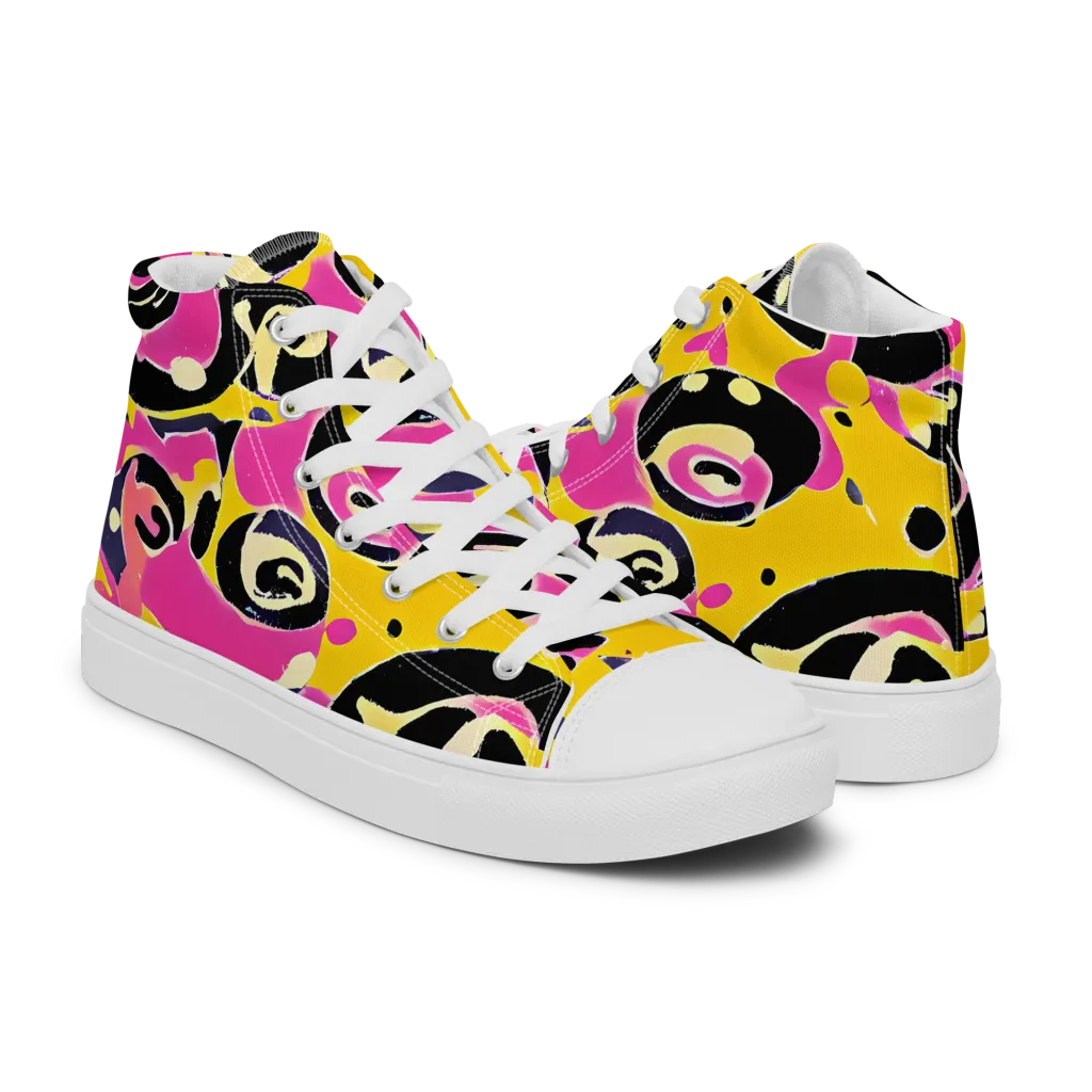 Neon Ink Parade on Women's High Top Canvas Shoes — Right