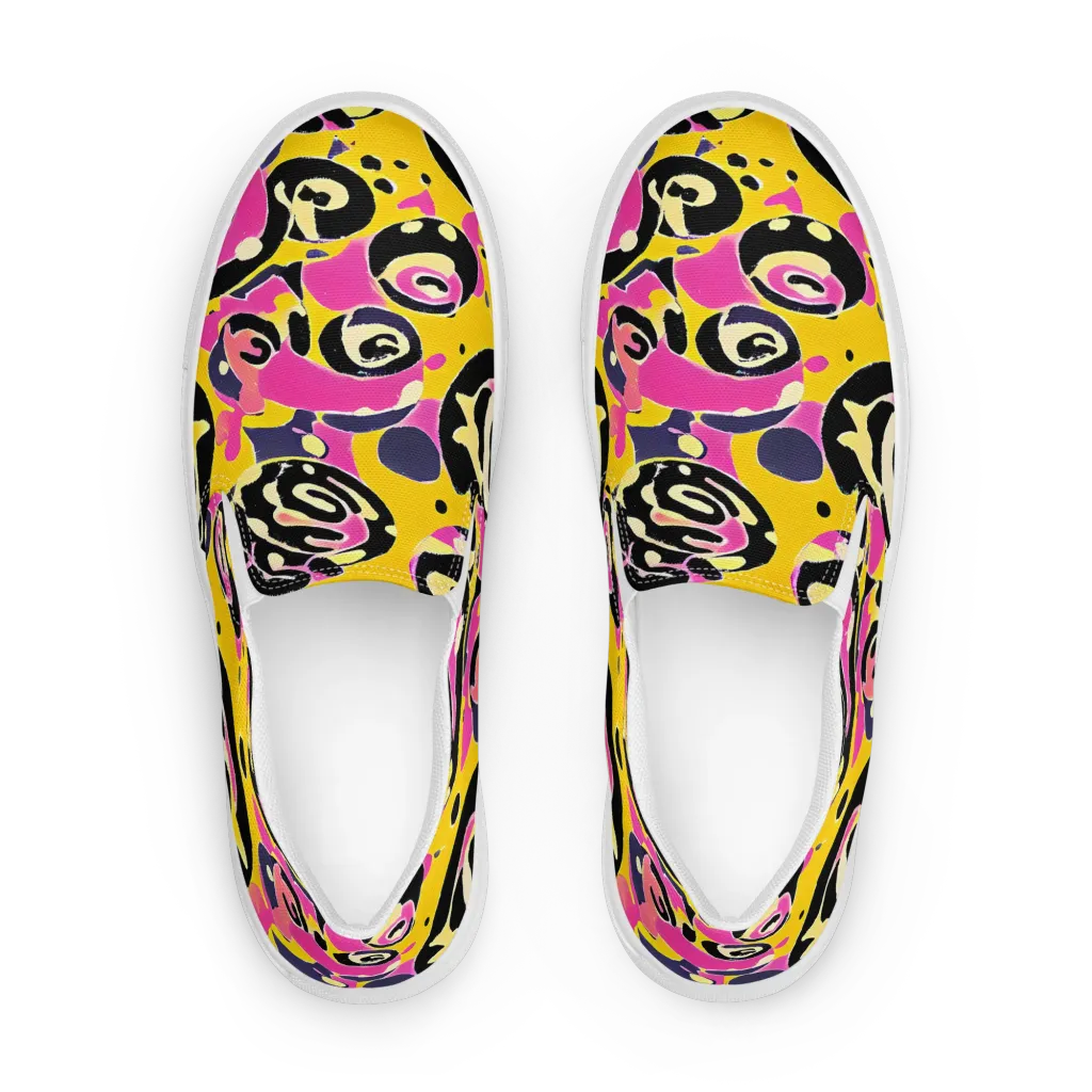 Neon Ink Parade on Men's Slip-On Canvas Shoes — Front
