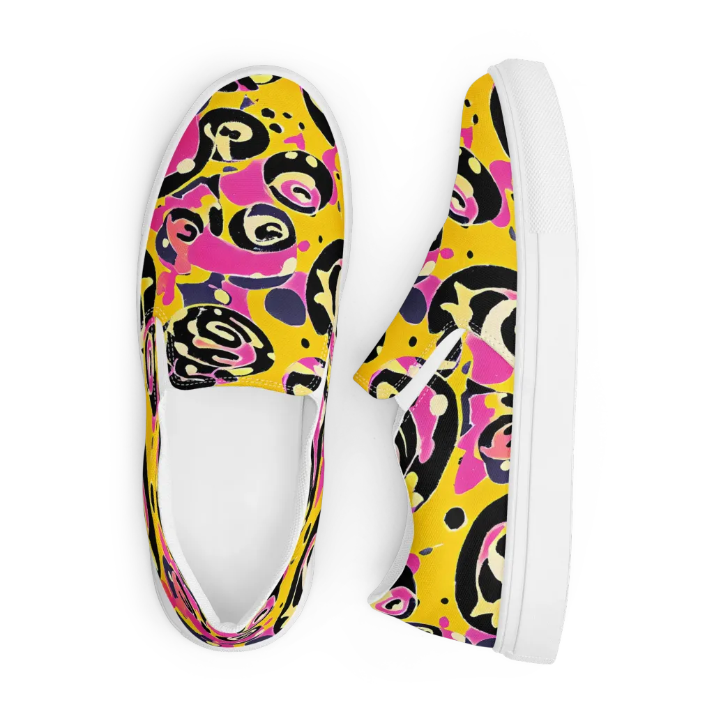 Neon Ink Parade on Men's Slip-On Canvas Shoes — Front