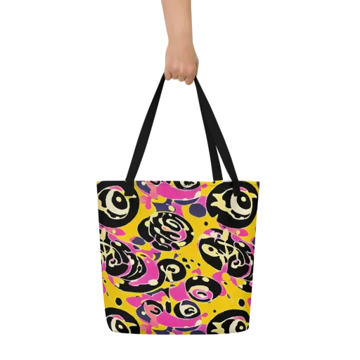 Neon Ink Parade on a Large Tote Bag W/ Pocket