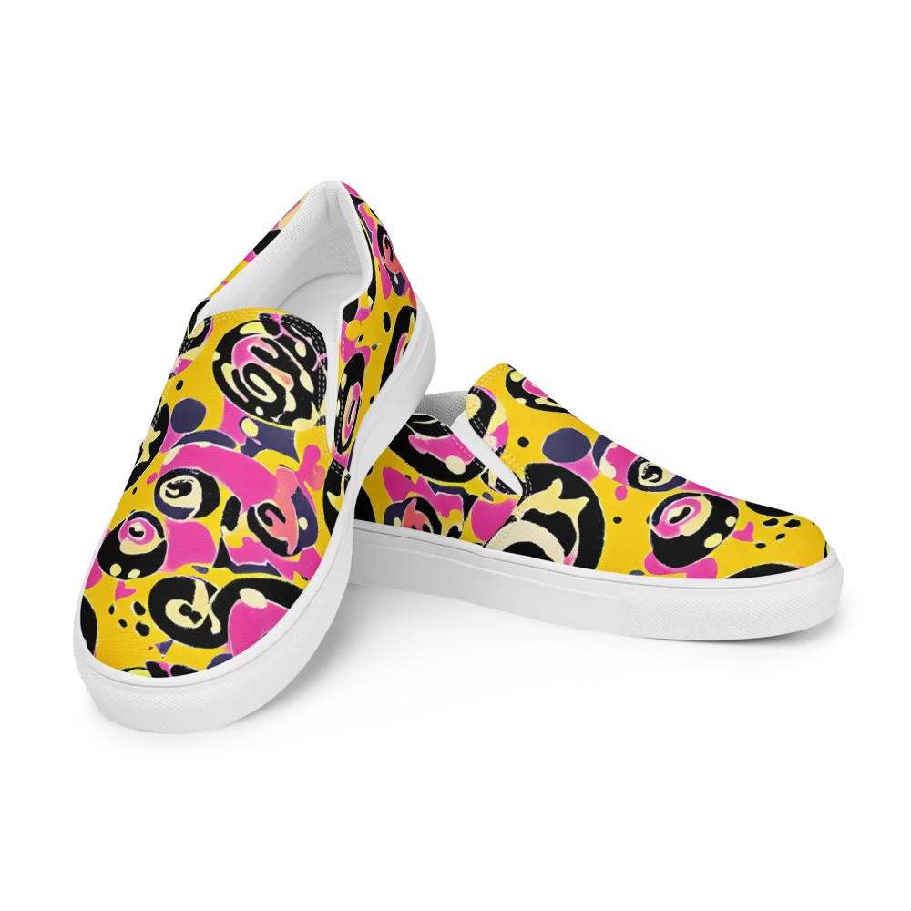 Neon Ink Parade on Women's Slip-On Canvas Shoes — Left Front